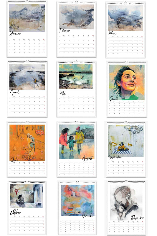 kunstkalender oversikt over 12 måneder