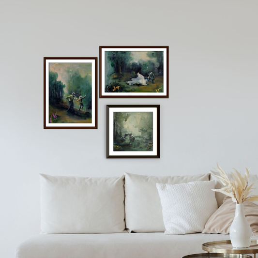 Pakke med  3 kunsttrykk: Skogen vår