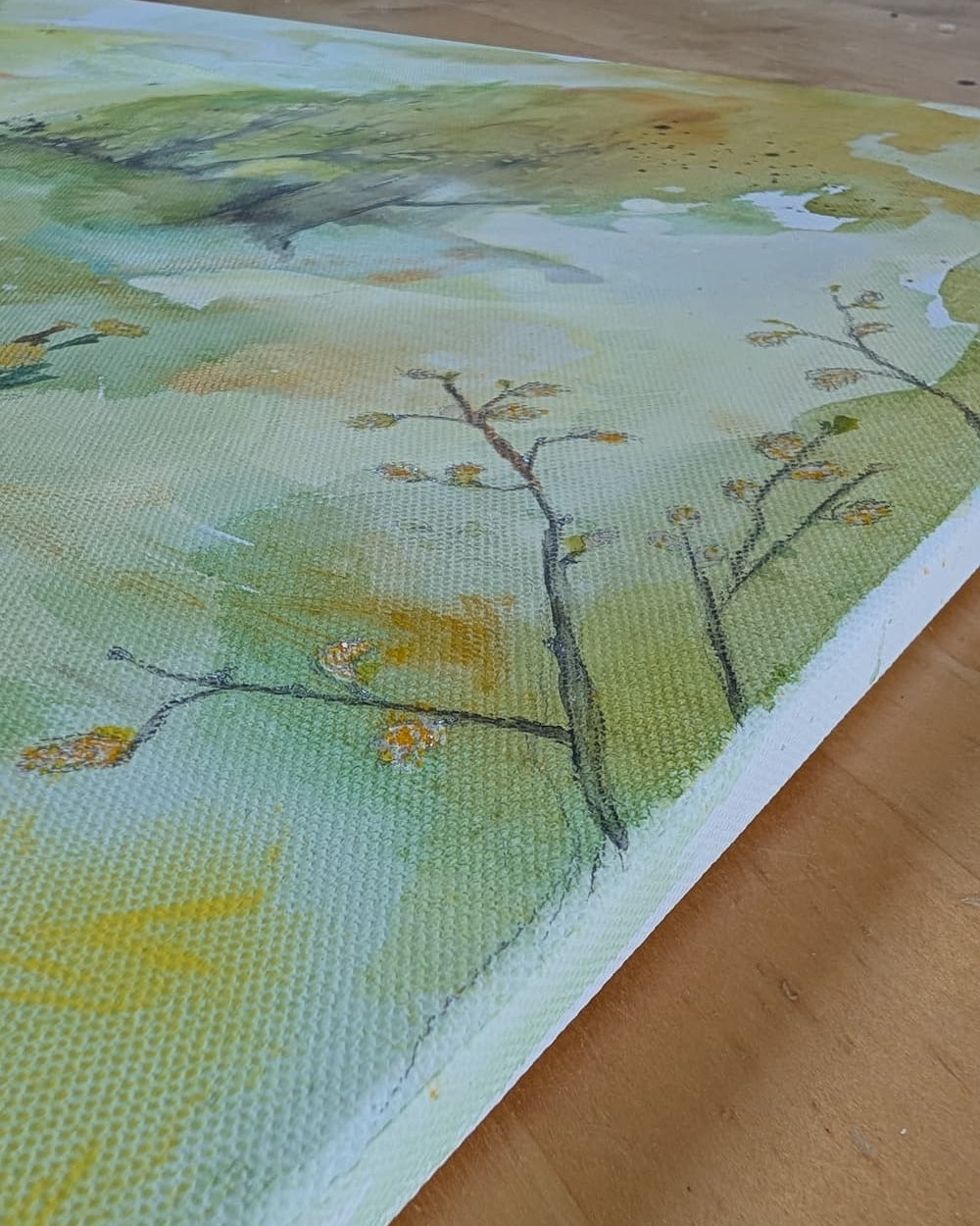 Detalj av vrlig maleri med gåsunger