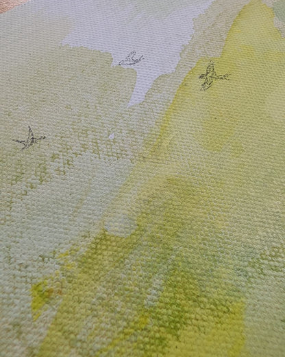 Detalj fra vårlig maleri med fugler