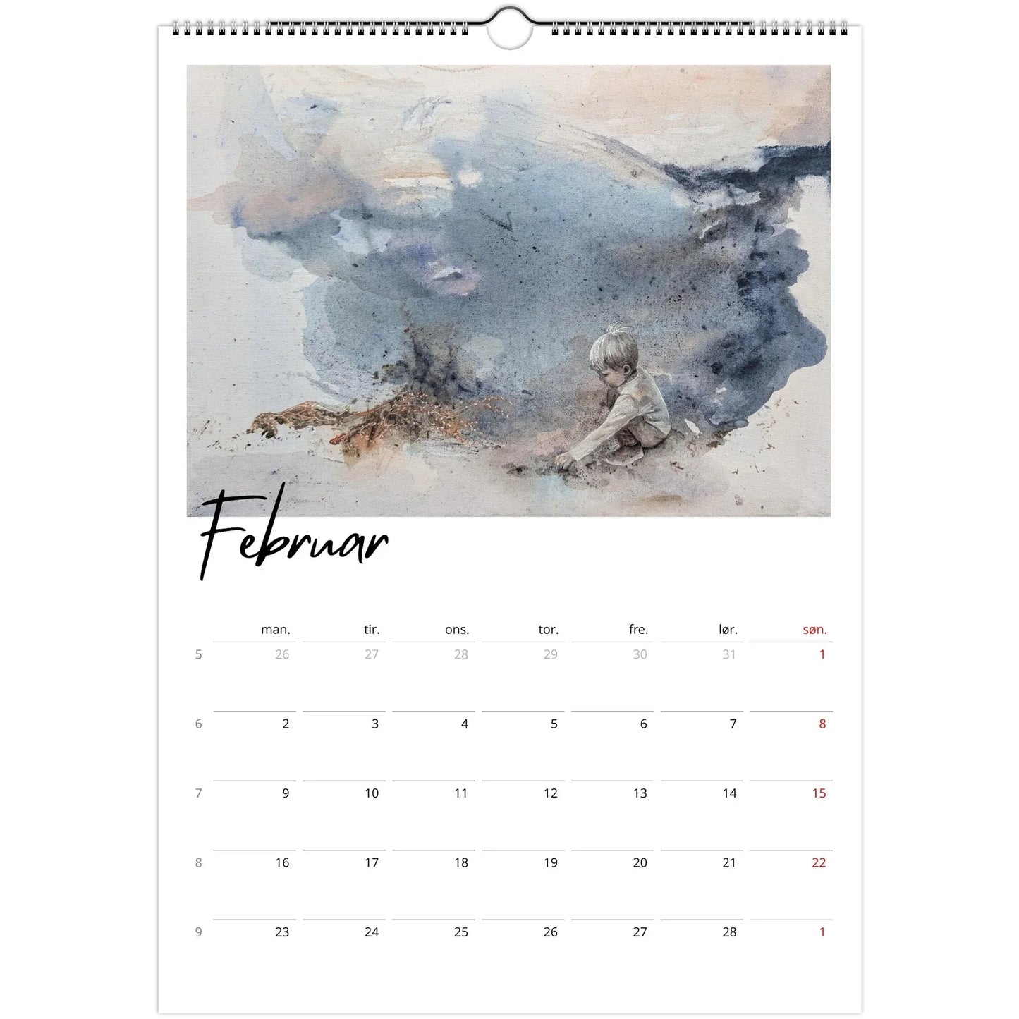 Kunstkalenderen 26 av Kristiane Eikeland. Motiver av barndom og natur. April