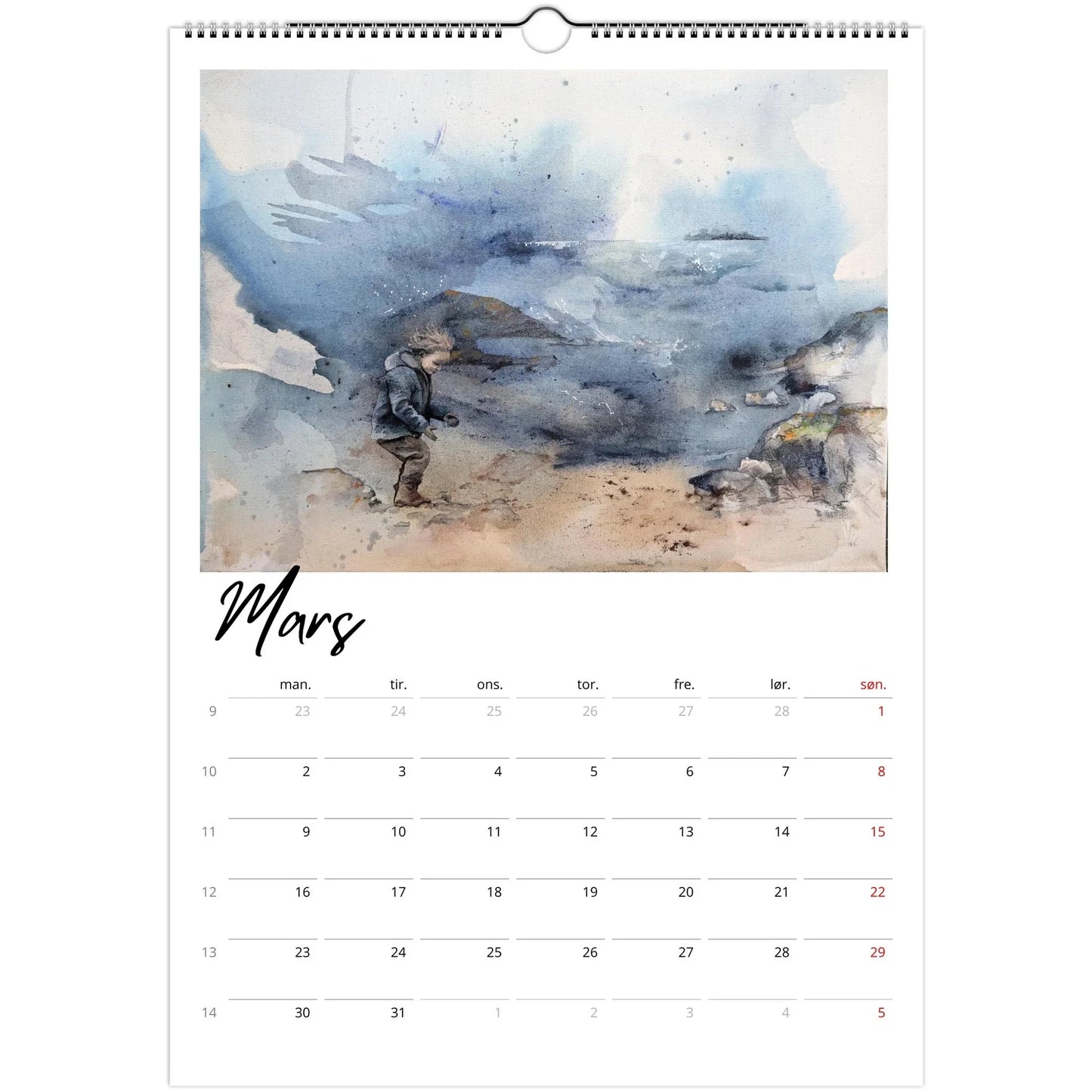 Kunstkalenderen 26 av Kristiane Eikeland. Motiver av barndom og natur. Mars