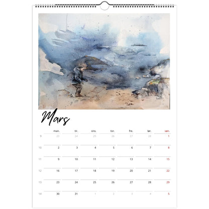 Kunstkalenderen 26 av Kristiane Eikeland. Motiver av barndom og natur. Mars