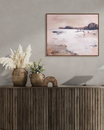 Rosa semi abstrakt kunst i moderne miljø