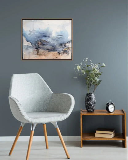 semi abstrakt maleri av gutt ved havet