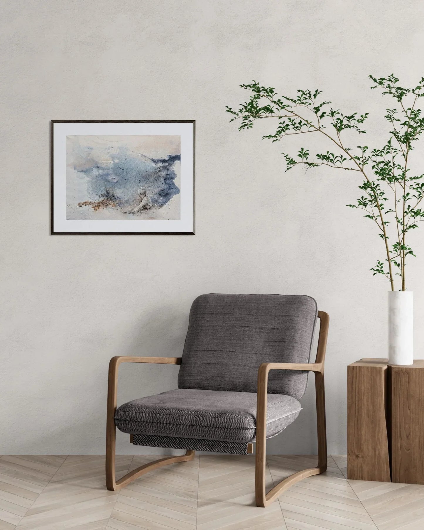 Kunsttrykk natur/havlandskap med gutt