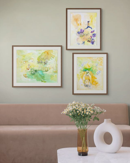 Pakke med tre kunsttrykk: Våren