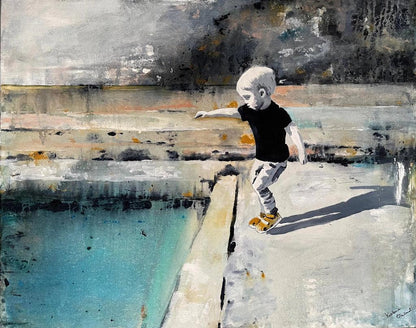 fargerik abstrakt og figurativ kunst av natur og barn i miljø