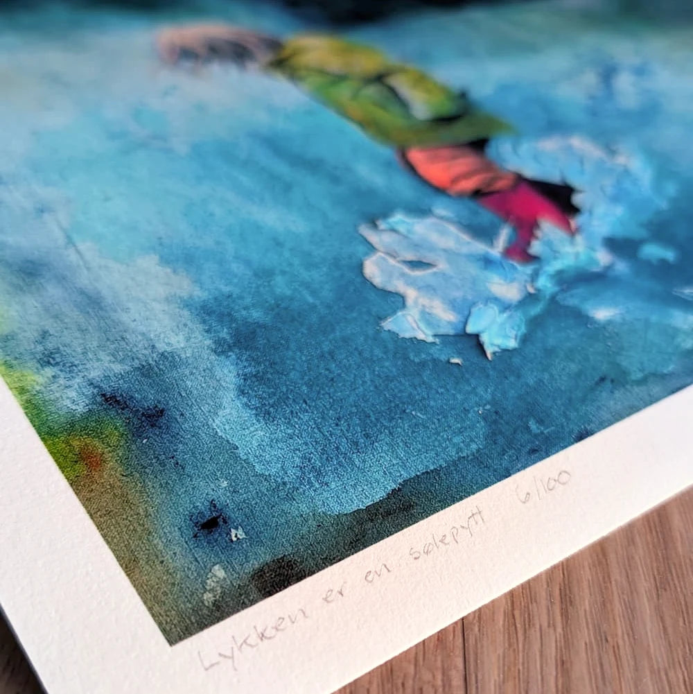 detalj fra signert kunsttrykk av kristiane eikeland
