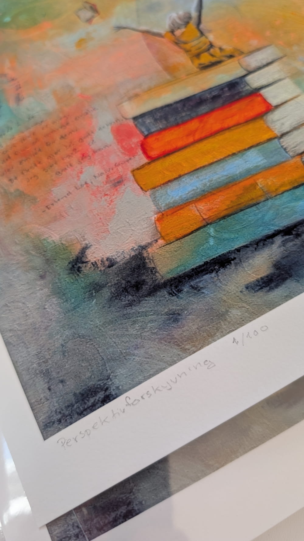 detaljbilde av signert kunsttrykk