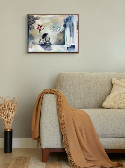 Maleri: Med trusene som anstand